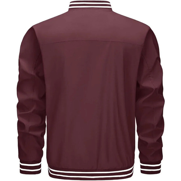 ❤️Men's Bomber Jacket Lightweight Casual Spring Fall Windbreaker Zip Up Coat-Red - Picture 8 of 8